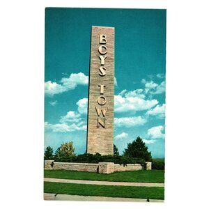 Boys Town Nebraska Vintage Postcard Color Picture P6191 Unposted Monument 1960